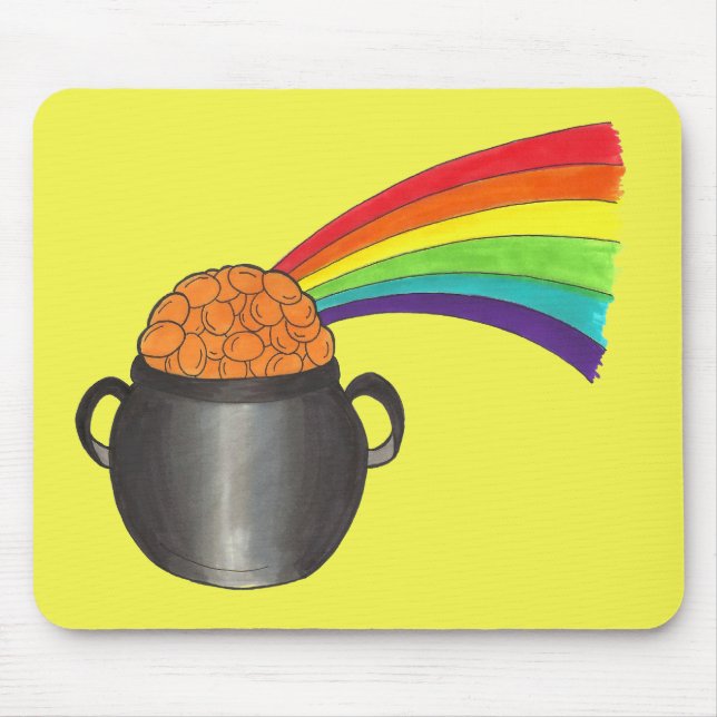 Tapis De Souris St. Patrick's Day Lucky Pot of Gold Rainbow Irish (Devant)