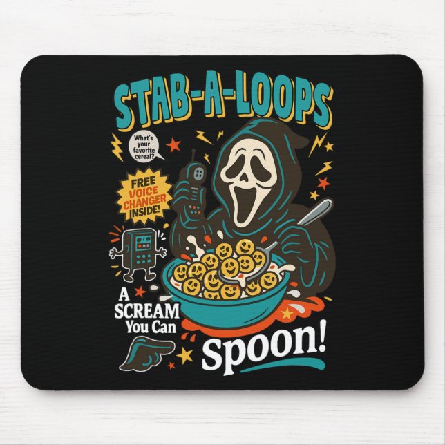 Tapis De Souris Stab-a-loops Horror Cereal Box Halloween Killer Br (Devant)