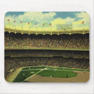 Tapis De Souris Stade de baseball sportif vintage avec foule