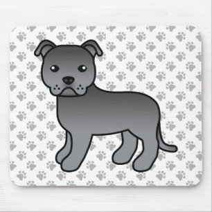 Tapis De Souris Staffie anglais bleu Chien de dessin animé mignon