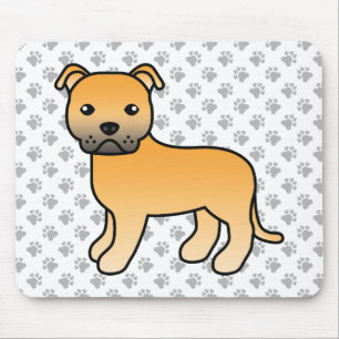 Tapis De Souris Staffie anglais Fawn Mignon Chien de dessin animé