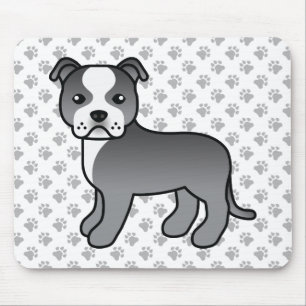 Tapis De Souris Staffie bleu et blanc Chien de dessin animé mignon