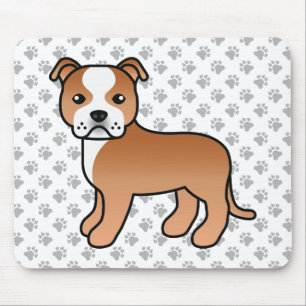 Tapis De Souris Staffie Rouge Et Blanc Chien De Dessin Animé Migno
