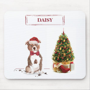 Tapis De Souris Staffordshire Bull Terrier Drôle de chien de Noël