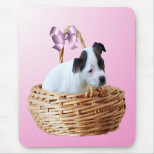 Tapis De Souris Staffordshire Puppy In A Basket,  