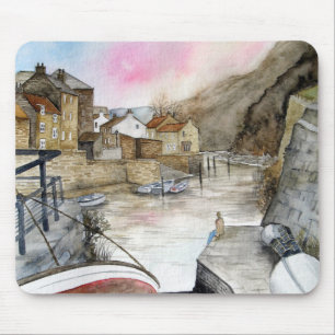 Tapis De Souris Staithes, North Yorkshire, Angleterre Aquarelle