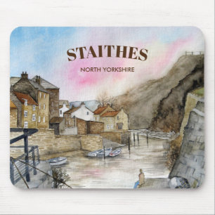 Tapis De Souris Staithes, North Yorkshire, Angleterre Aquarelle