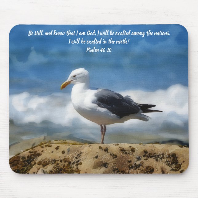 Tapis De Souris Standing Still Sea Bird Bible Verse Faith (Devant)