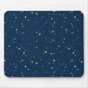 Tapis De Souris Star d'or sur le Motif de nuit bleu