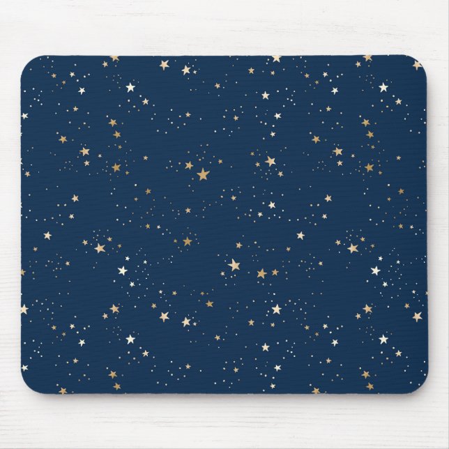 Tapis De Souris Star d'or sur le Motif de nuit bleu (Devant)
