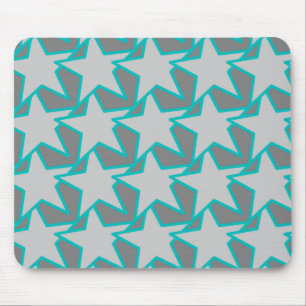 Tapis De Souris Star moderne géométrique, gris et turquoise