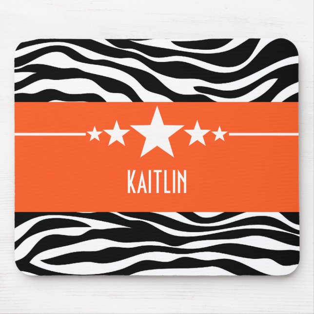Tapis De Souris Star Sassy d'Orange Zebra Mousepad (Devant)