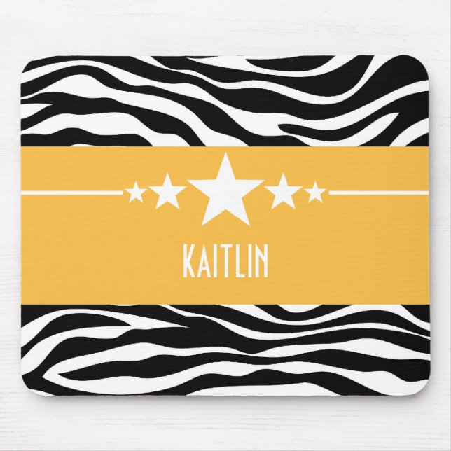 Tapis De Souris Star Sassy Jaune Zebra Mousepad (Devant)