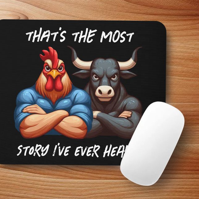 Tapis De Souris Stare-brise non amusé pour coq et ox (Thats the Most Rooster and Ox Story I've Ever Heard Mousepad Cover Photo)