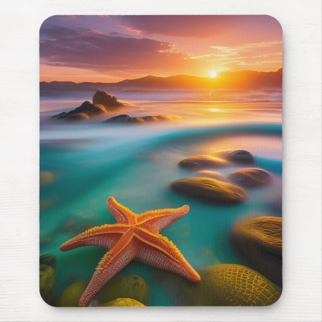 Tapis De Souris Starfish sur la plage à Dawn (Devant)