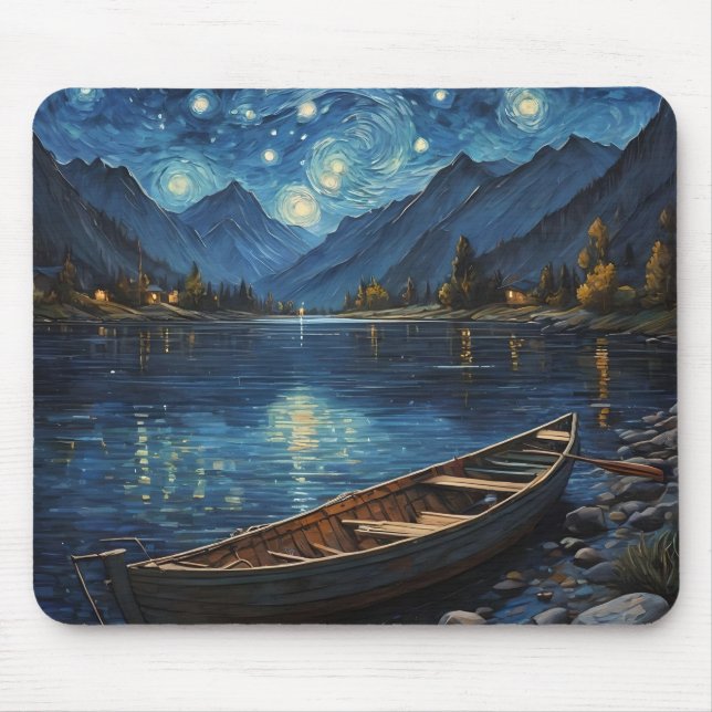 Tapis De Souris "Starlit Drift : Pêcher sous le Cosmos (Devant)