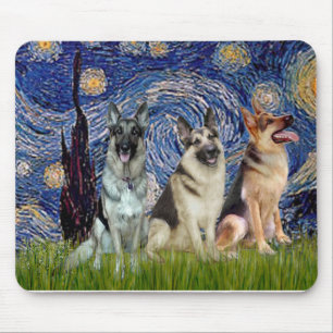 Tapis De Souris Starry Night - 3 bergers allemands