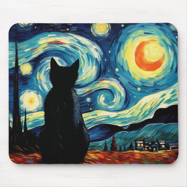 Tapis De Souris Starry Night Cat (Devant)