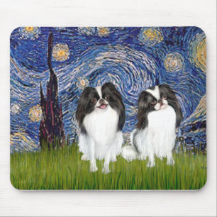 Tapis De Souris Starry Night - Deux Chins Japonais (BW)