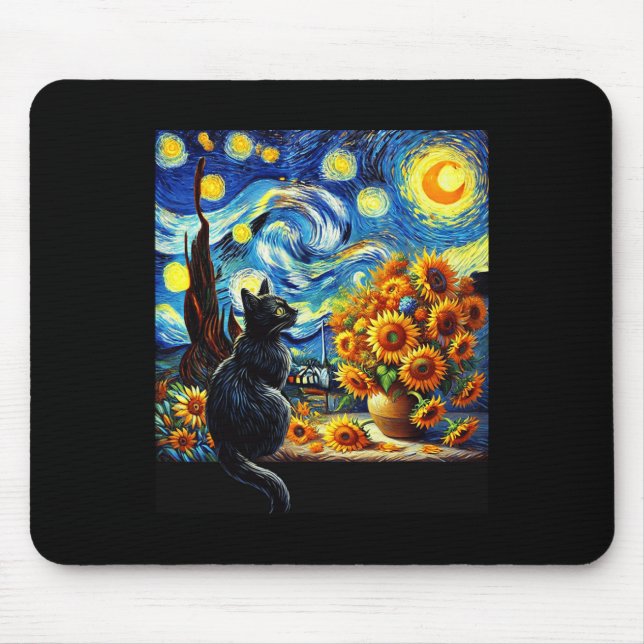 Tapis De Souris Starry Night Vincent Van Gogh Sunflowers Amoureux  (Devant)