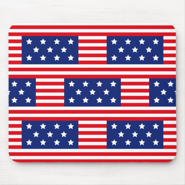 TAPIS DE SOURIS STARS BLEUS BLANCS ROUGES PATRIOTIQUES STRIPES (Devant)
