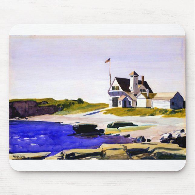 Tapis De Souris Station de la Garde côtière Edward Hopper Maine (Devant)