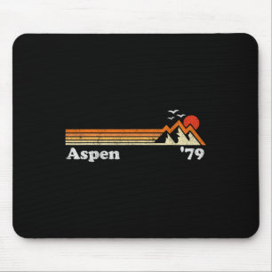 Tapis De Souris Station de ski Retro Aspen Colorado Mountains Snow