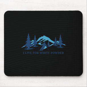 Tapis De Souris Station de ski rétro bleue Montagnes Arbres 