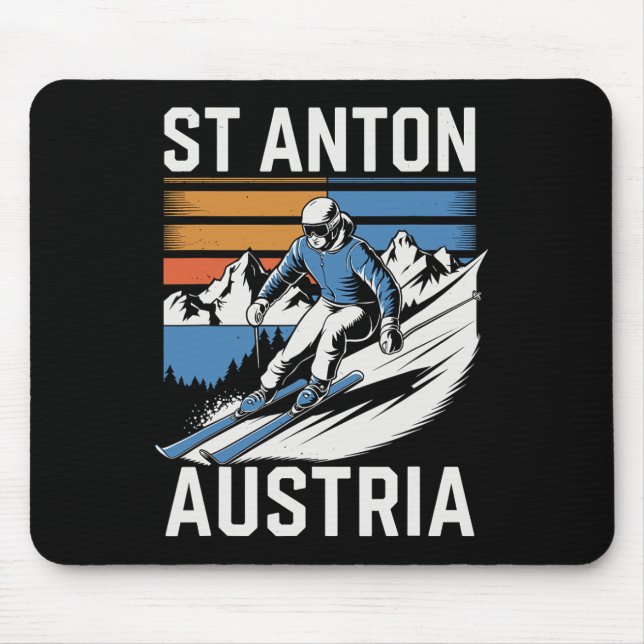 Tapis De Souris Station de ski Retro St Anton Autriche  (Devant)
