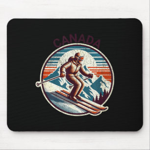 Tapis De Souris Station de ski rétro vintage canada ski hiver