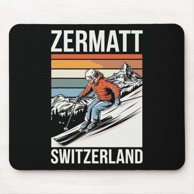 Tapis De Souris Station de ski rétro Zermatt Suisse  (Devant)