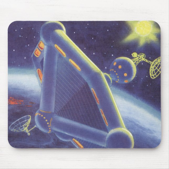 Tapis De Souris Station spatial en orbite de science-fiction vinta (Devant)
