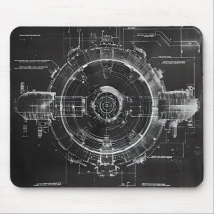 Tapis De Souris Station spatiale Sci-Fi Black Blueprint