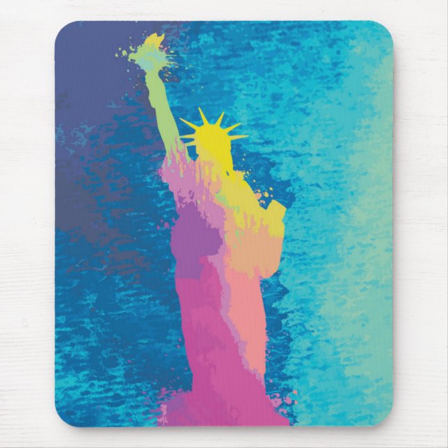 Tapis De Souris Statue d'aquarelle de la liberté (Devant)