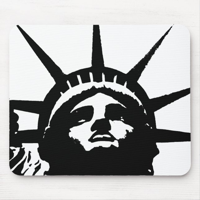 Tapis De Souris Statue d'Art Pop Noir & Blanc de la Liberté (Devant)