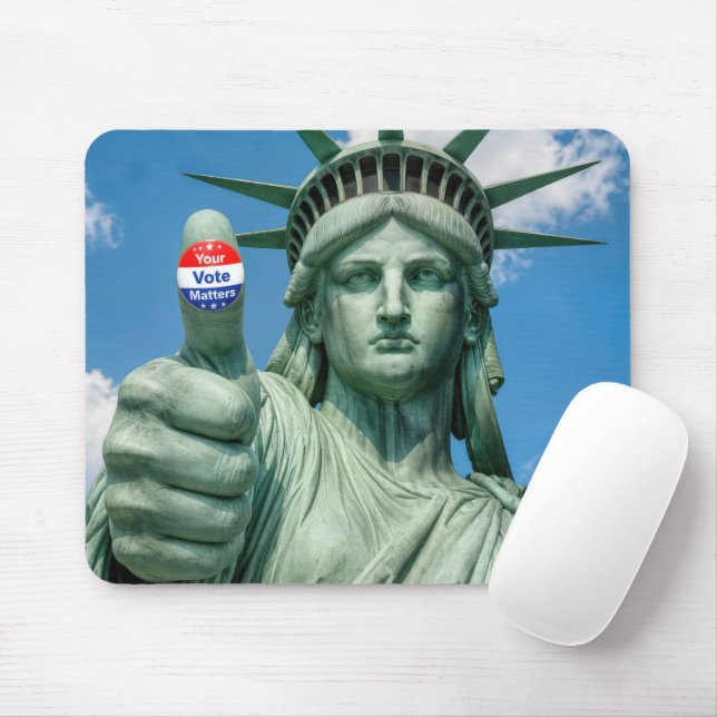 Tapis De Souris Statue de la Liberté avec autocollant d'élection (Avec souris)