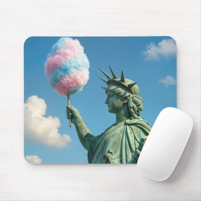 Tapis De Souris Statue de la Liberté avec barbe à papa (Avec souris)