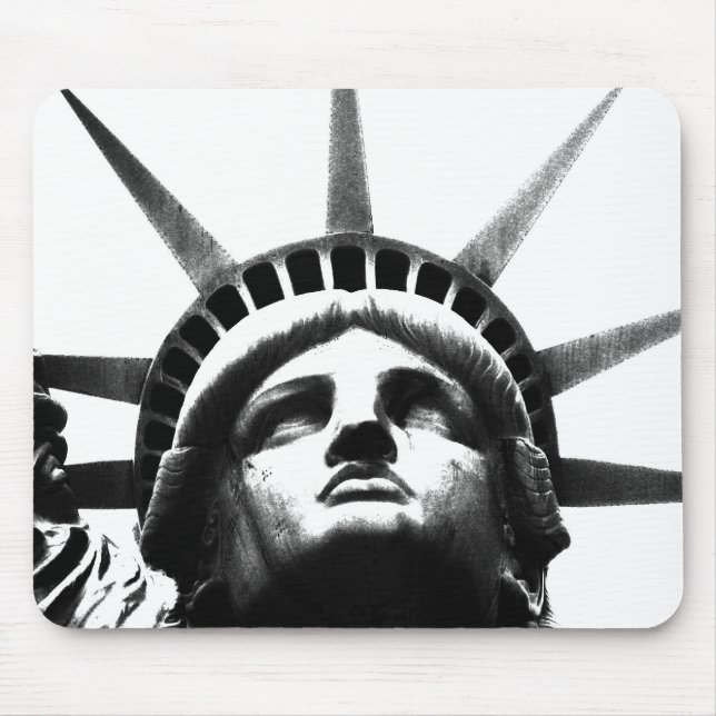 Tapis De Souris Statue noire et blanche de la Liberté (Devant)