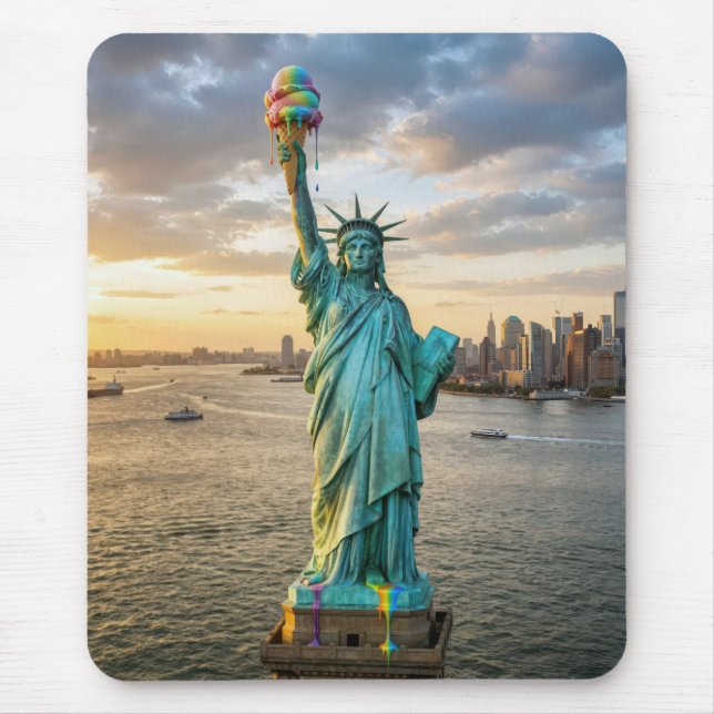 Tapis De Souris Statue of Liberty With Rainbow Ice Cream Cone (Devant)