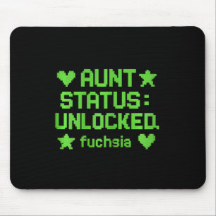 Tapis De Souris Statut de Tante Débloqué Pixel Art Néon Vert Gamer