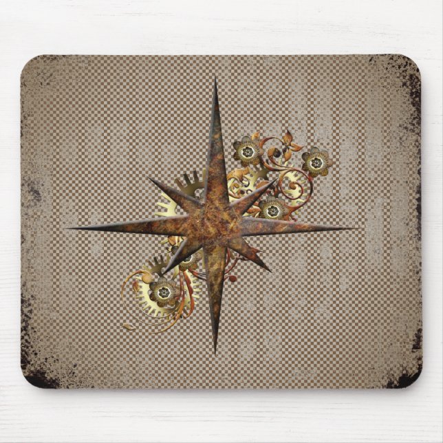 Tapis De Souris Steampunk Compass Star Grunge (Devant)