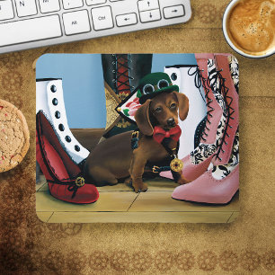 Tapis De Souris Steampunk Dachshund Chaussures Bottes victoriennes