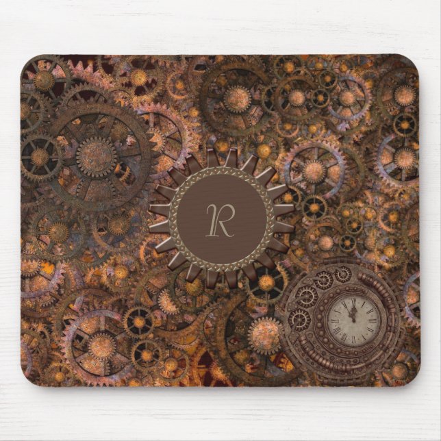 Tapis De Souris Steampunk Gears Monogrammé (Devant)