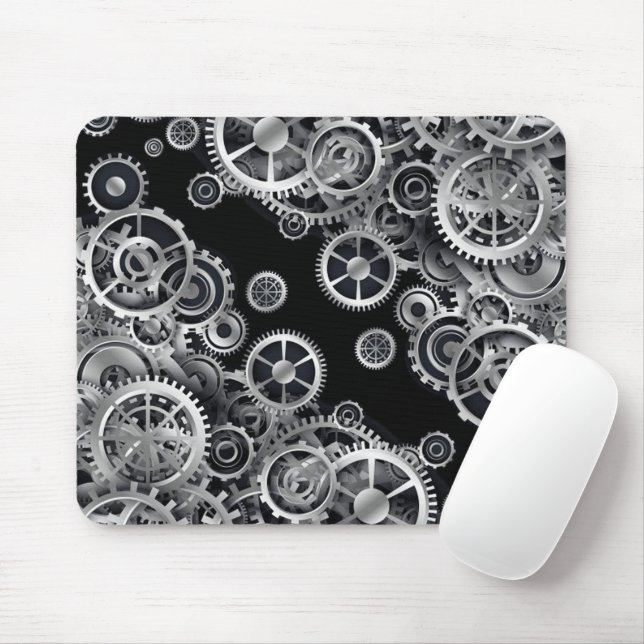 Tapis De Souris Steampunk Silver Gears Pad Souris (Avec souris)