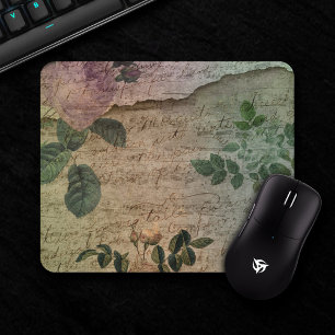 Tapis De Souris Steampunk Torn Rose   Ephémère Vintage en détresse