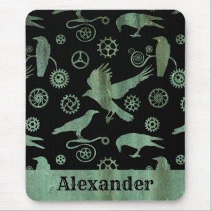 Tapis De Souris Steampunk Verdigris Gears and Crows Nom personnali