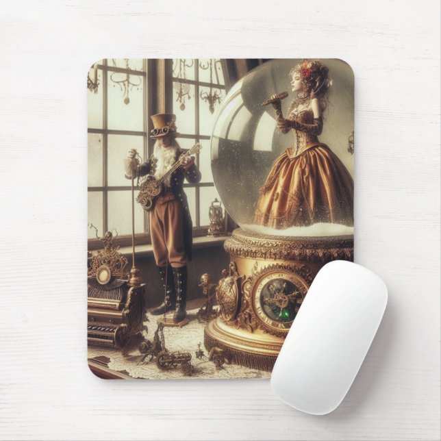 Tapis De Souris Steampunk Victorian Music Snow Globe (Avec souris)