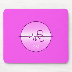 Tapis De Souris Stéthoscope rose battement de coeur médical