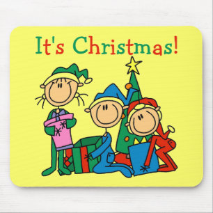Tapis De Souris Stick Figure Enfants C'est Noël Tshirts et cadeaux