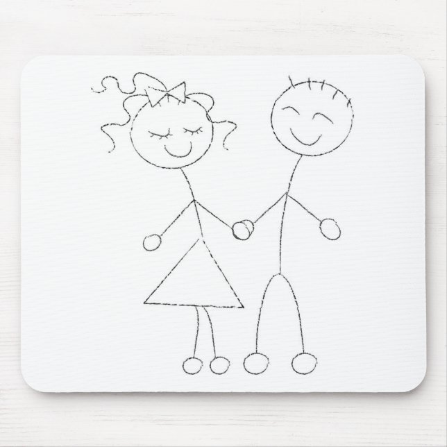 Tapis De Souris Stick Figure garçon et fille (Devant)